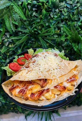 Cheesy bacon crepe
