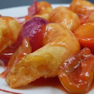 Gambas con salsa agridulce