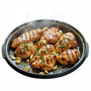 Pollo Con Ajo A La Chapa Caliente