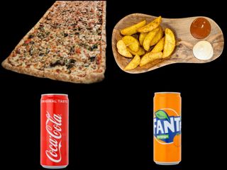 Pizza 1 Mètre aux choix + Portion Spicy Wedges + 2 cannettes