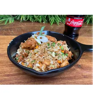 Chicken Fried Rice And a Soda