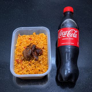 Jollof and Beef + Drink Combo (20% Off)