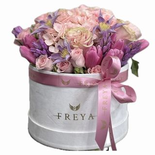 Cutie medie cu flori roz-mov