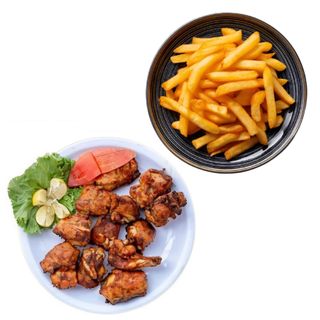 Chicken tikka with chips