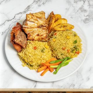 Fried Rice With Fish & Plantain