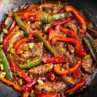 Szechuan Beef Served With Rice Or Noodles