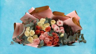 ფერადი სპრეი ვარდების თაიგული