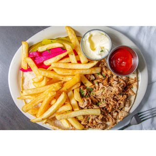 Chicken Shawarma Plate with Fries & Soda