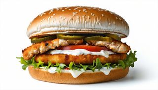 Chicken burger menù con patatine e bevanda 33 cl lattina