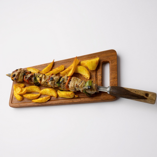 Шашлък със свинско бон филе и зеленчуци