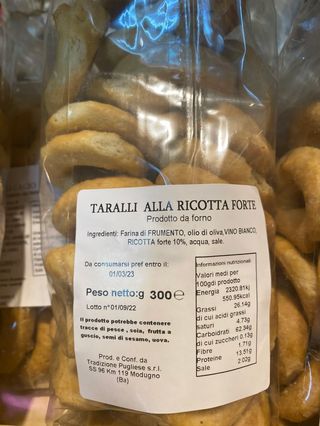 Taralli alla ricotta forte 300 g