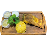 Pește Carp cu mămăligă brânză și smântână