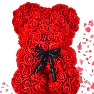 Miś z różyczek czerwony S 