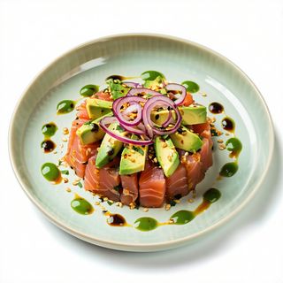 Tartar de salmón con salsa poke (1 pza.) N129