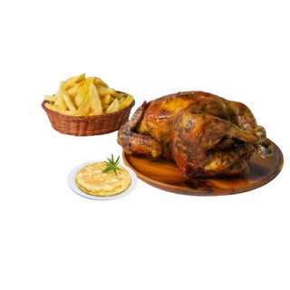 Pollo, tortilla y patatas fritas