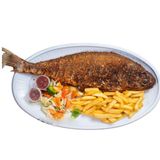 Grilled croaker fish served with fries