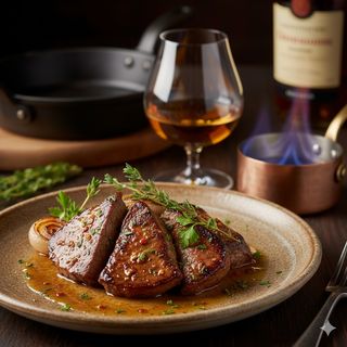 Пържен телешки дроб с бренди