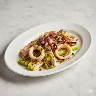 Calamares Con Puerros A La Plancha