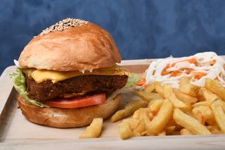 Paneer Cheese Burger with Fries 