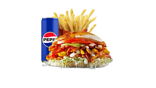 Gyros pe vatra pui + cartofi + racoritoare + sos Deep