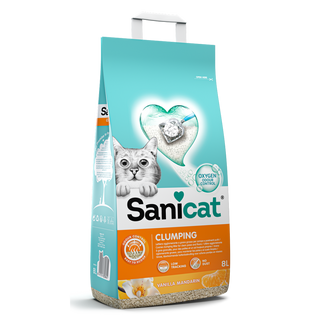 SANICAT Vanilla&Mandarina, grudajući mineralni pijesak za mačke, mirisni, 8l (KOD PSANCLVM008L)