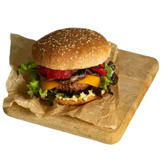 Hamburguesa De Ternera Con Pimientos Confitados