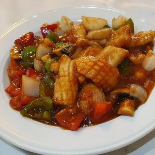 Sepia con salsa sechuan picante