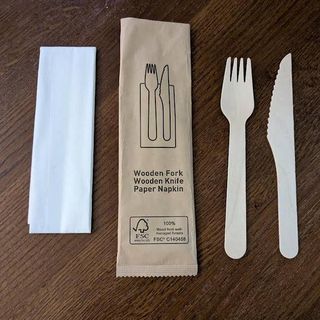 Pack cuchillo y tenedor de madera