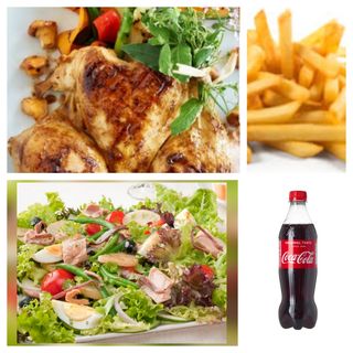 COQUELET GRILLÉ  AU FOUR + SALADE VARIÉE +COCA