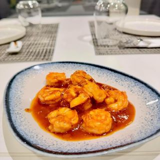 Gamberetti in salsa banana