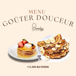 Menu Goûter Douceur - Pancake + Crêpe + 2 Jus au choix