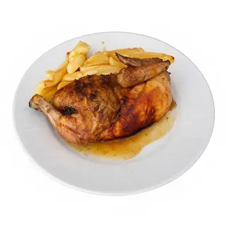 1/2 Pollo A La Brasa Con Patatas Fritas Y Ensalada