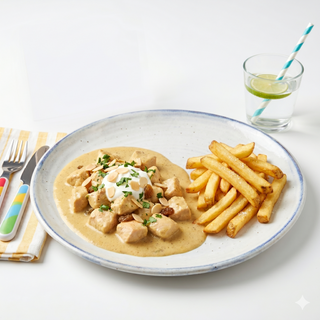 Chicken Korma With Chips Or Rice
