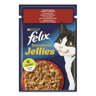 Корм для котів Felix Jellies Sensations з яловичиною в желе (85г)