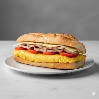 Bocadillo De Lomo Con Queso Y Tomate