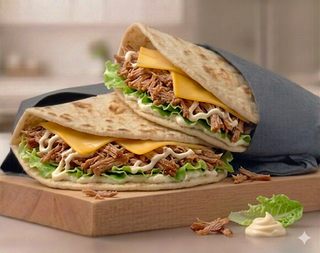 22. Pulled Pork, cheddar, insalata, maionese