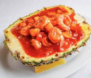 Gambas com Ananás Fresco