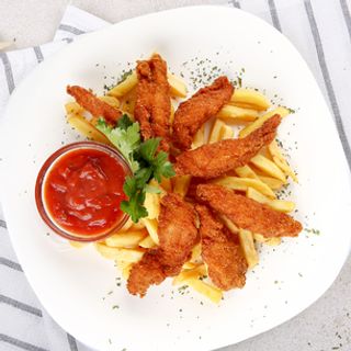 G-Fisii crocante cu cartofi pai