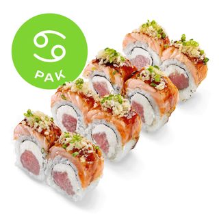 Рол Філадельфія з лососем абурі та тунцем