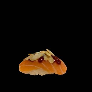 Nigiri Salmone teriyaki mandorle