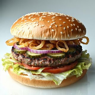 Hamburger z cebulą smażoną