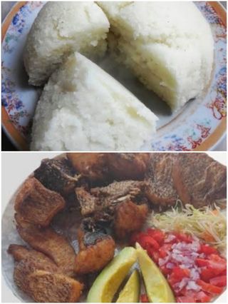 1 kg dry fried Nile perch (empuuta) with posho 