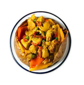 Pollo Thai con latte di cocco, peperoni, zenzero, cipolla