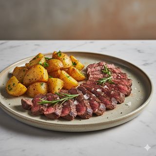 Tagliata di manzo con patate arrosto