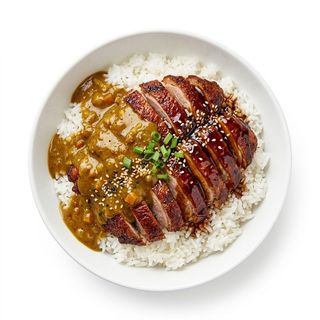 Arroz Con Pato, Salsa Curry Y Salsa Teriyaki