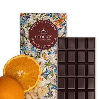 Tableta De Chocolate 70% Cacao Con Naranja Y Almendras 