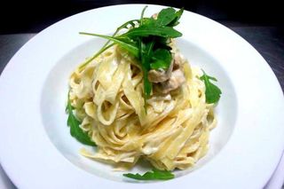 Pasta "Munich" with Cream Sauce and Chicken Fillet