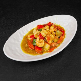 90- Langostino y verduras con salsa curry japonés