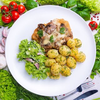 Schab z pieczarkami i serem 200g