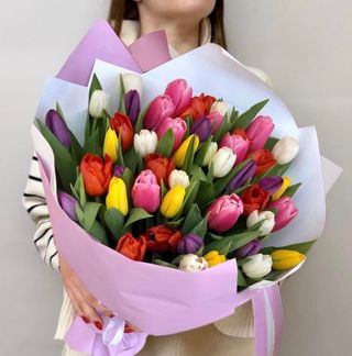 Букет із 51 тюльпану мікс